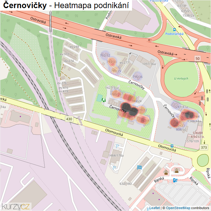 Mapa Černovičky - Firmy v ulici.