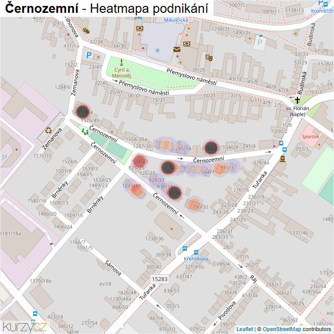Mapa Černozemní - Firmy v ulici.