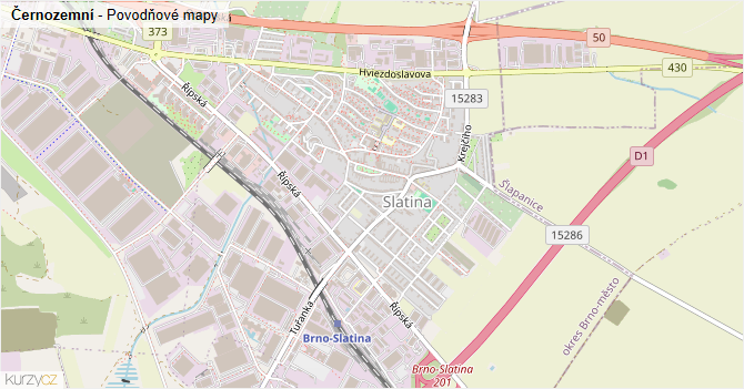 Černozemní - záplavové mapy stoleté vody