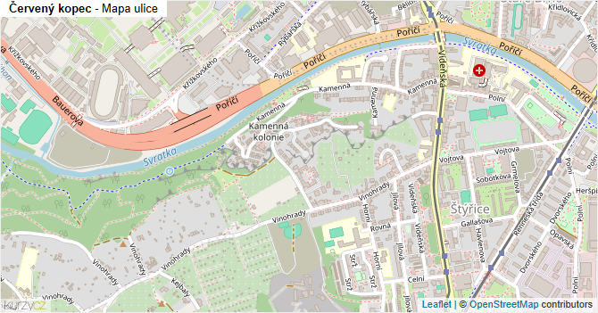 Červený kopec - mapa ulice