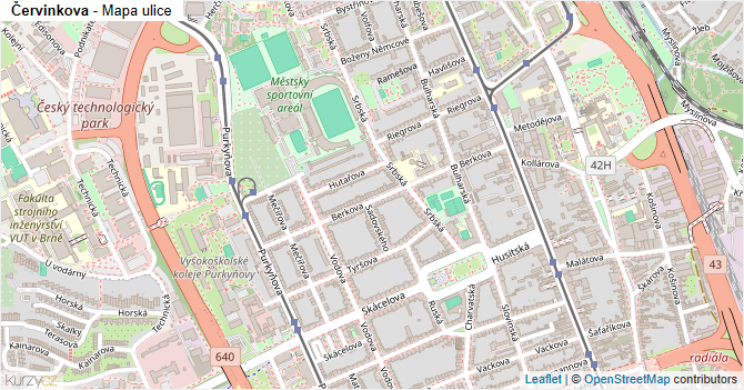 Červinkova - mapa ulice