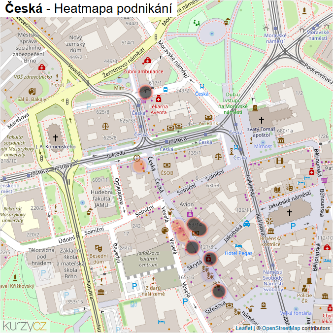 Mapa Česká - Firmy v ulici.