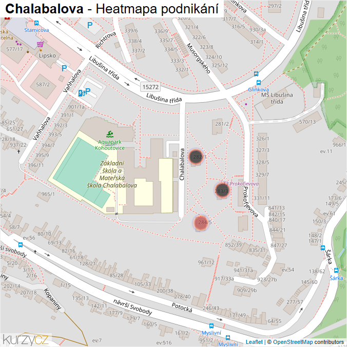 Mapa Chalabalova - Firmy v ulici.