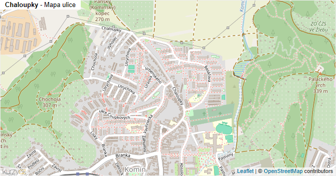 Chaloupky - mapa ulice