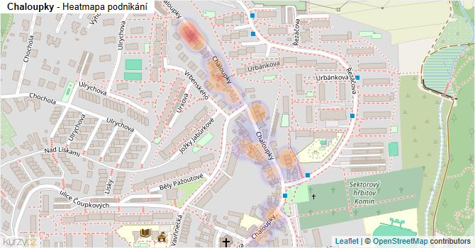 Chaloupky - mapa podnikání