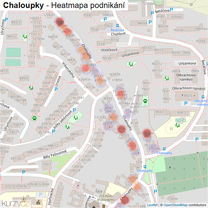 Mapa Chaloupky - Firmy v ulici.