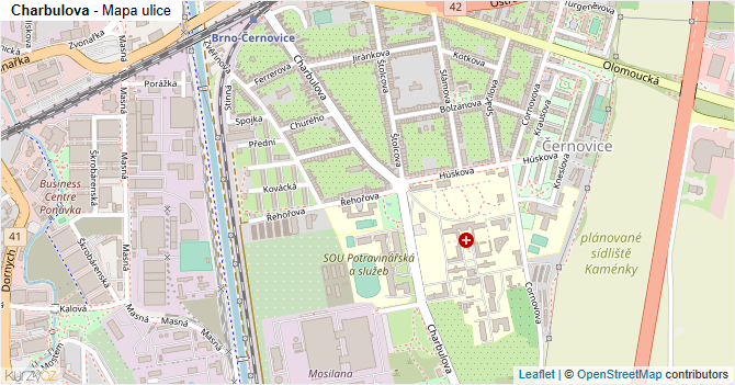 Charbulova - mapa ulice