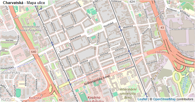 Charvatská - mapa ulice