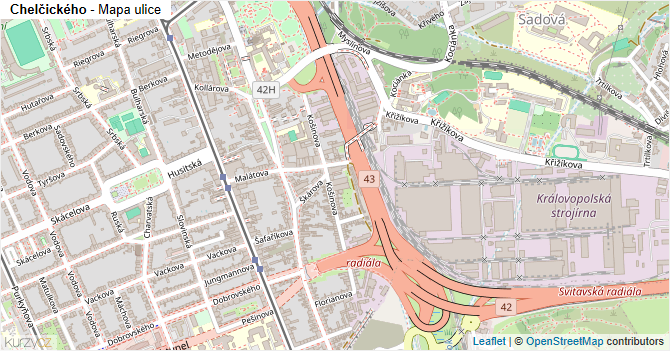 Chelčického - mapa ulice