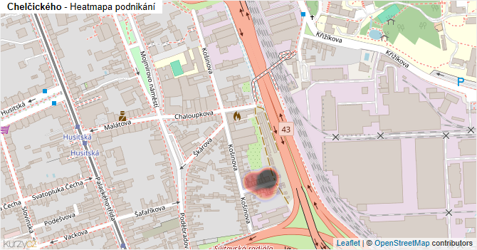 Chelčického - mapa podnikání