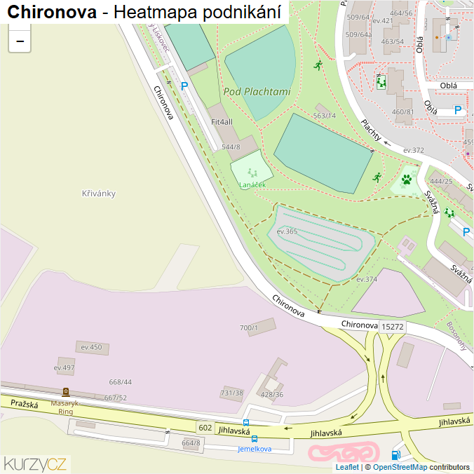 Mapa Chironova - Firmy v ulici.