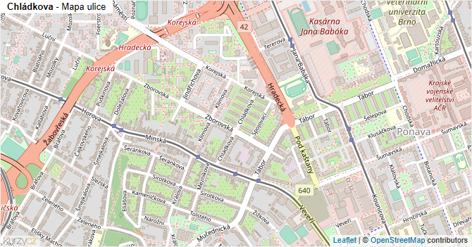 Chládkova - mapa ulice
