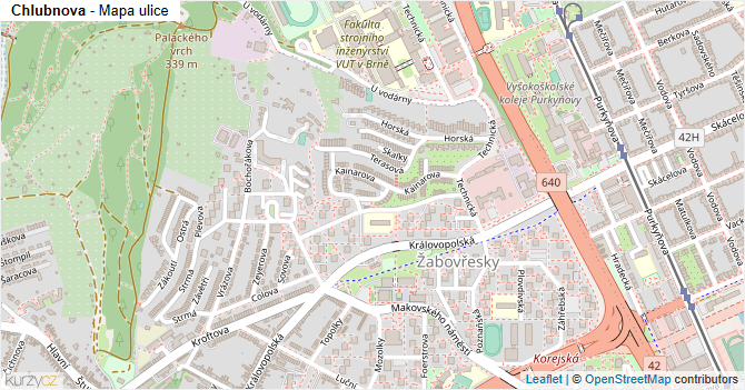 Chlubnova - mapa ulice