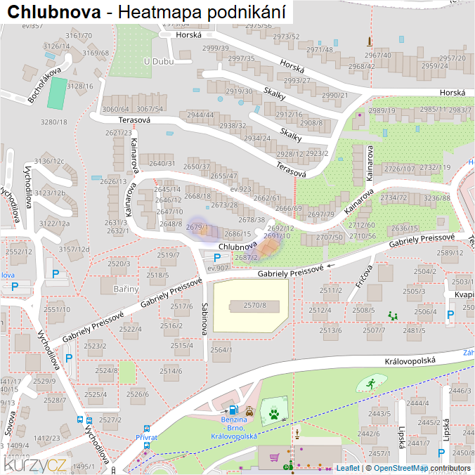 Mapa Chlubnova - Firmy v ulici.