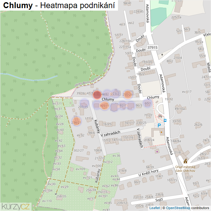 Mapa Chlumy - Firmy v ulici.