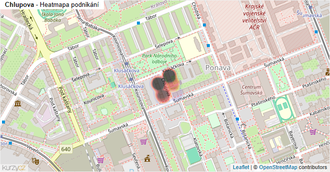Chlupova - mapa podnikání