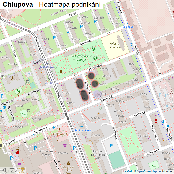 Mapa Chlupova - Firmy v ulici.