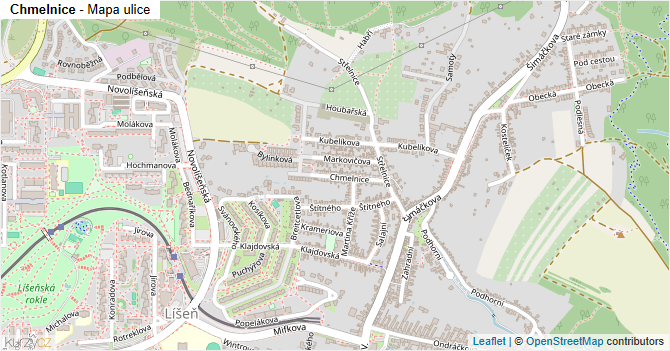 Chmelnice - mapa ulice