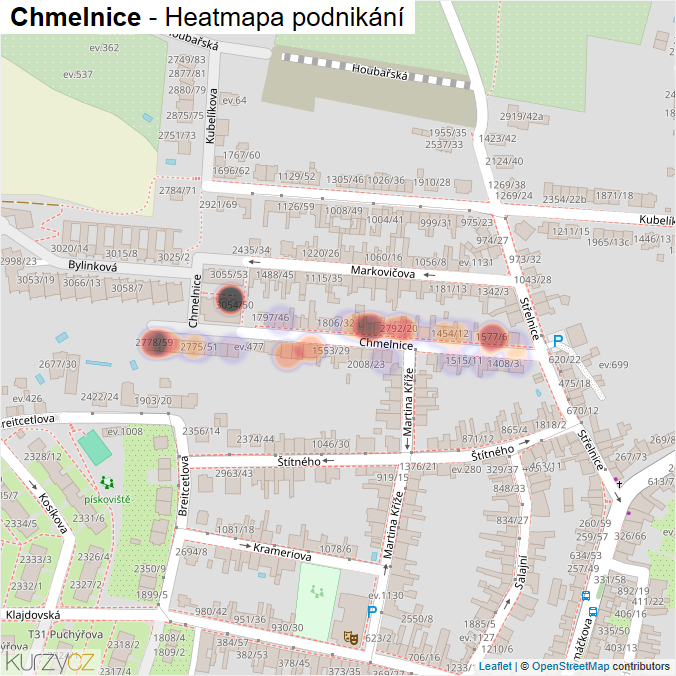 Mapa Chmelnice - Firmy v ulici.
