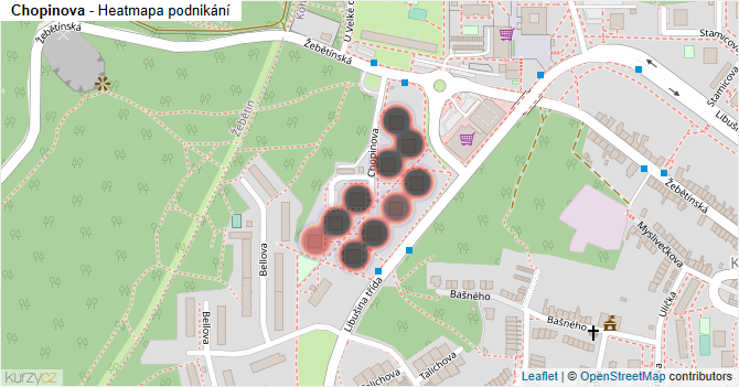 Chopinova - mapa podnikání