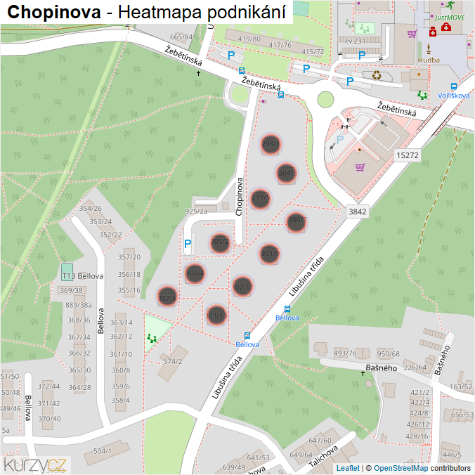 Mapa Chopinova - Firmy v ulici.