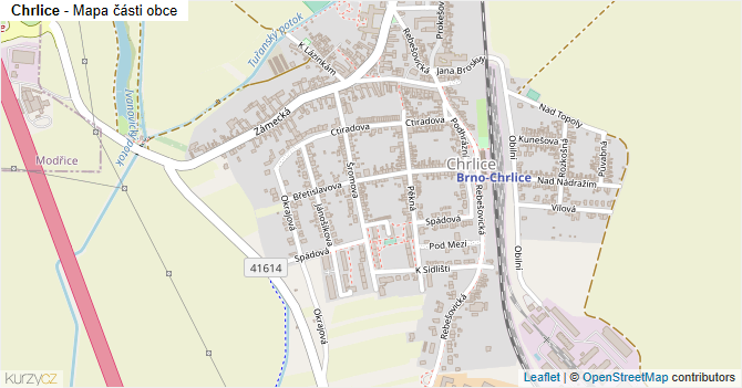 Chrlice - mapa části obce