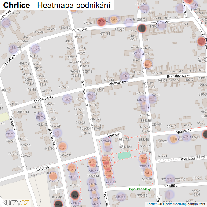 Mapa Chrlice - Firmy v části obce.