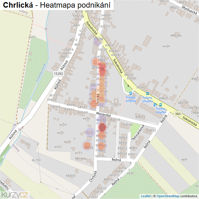 Mapa Chrlická - Firmy v ulici.