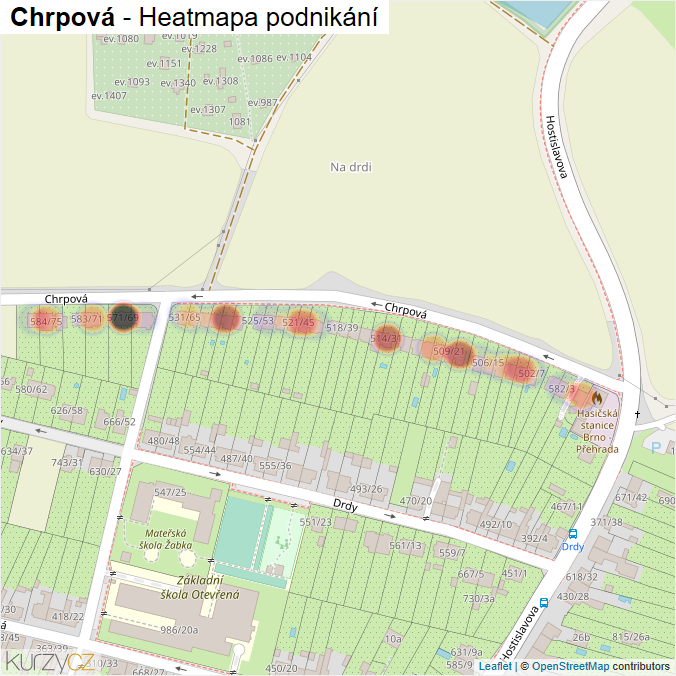 Mapa Chrpová - Firmy v ulici.