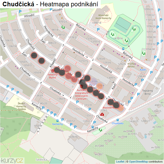 Mapa Chudčická - Firmy v ulici.