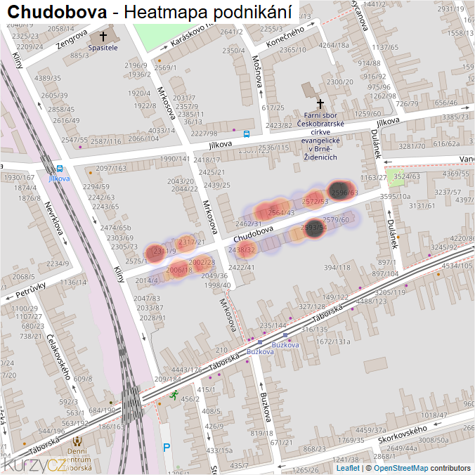 Mapa Chudobova - Firmy v ulici.