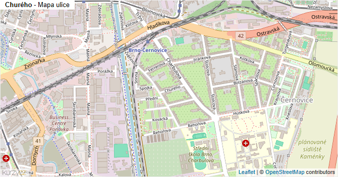 Churého - mapa ulice