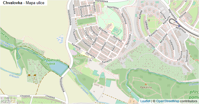 Chvalovka - mapa ulice