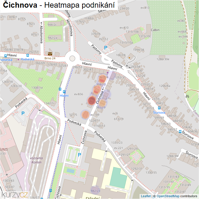 Mapa Čichnova - Firmy v ulici.