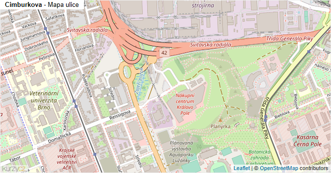 Cimburkova - mapa ulice
