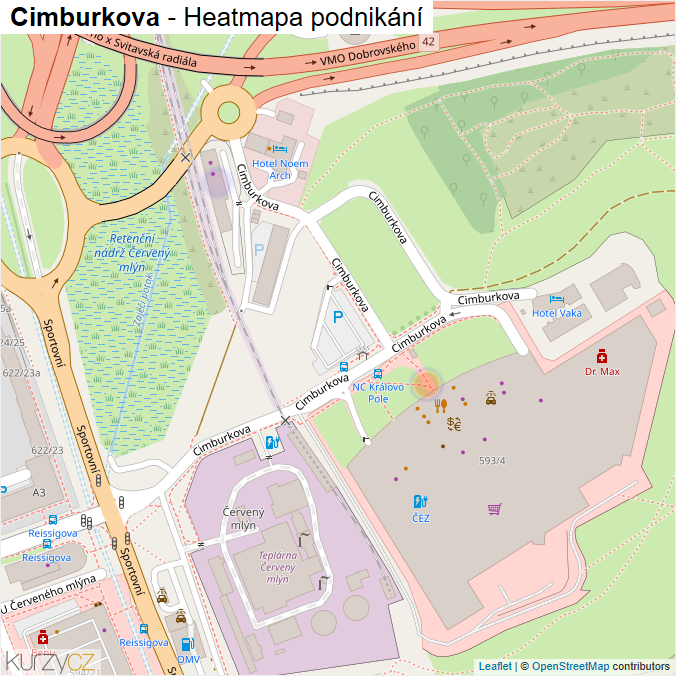 Mapa Cimburkova - Firmy v ulici.