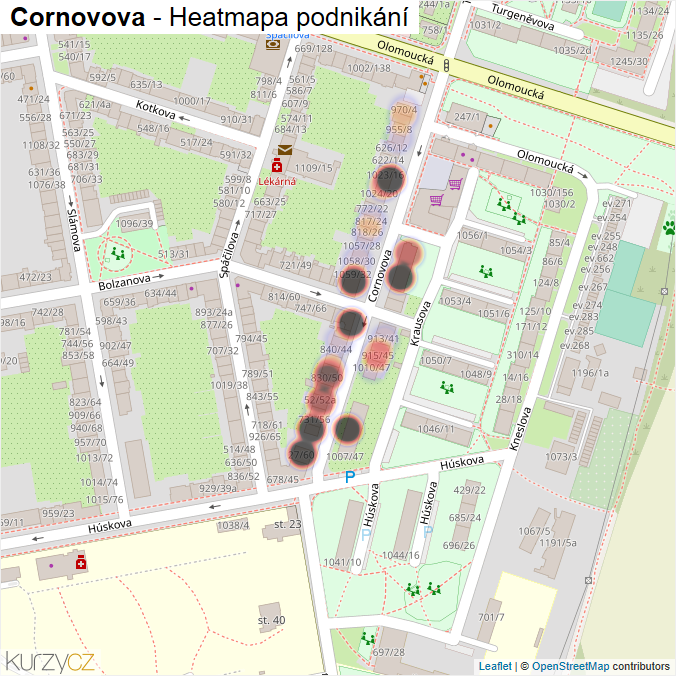 Mapa Cornovova - Firmy v ulici.