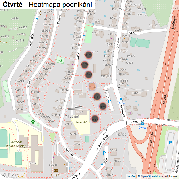 Mapa Čtvrtě - Firmy v ulici.