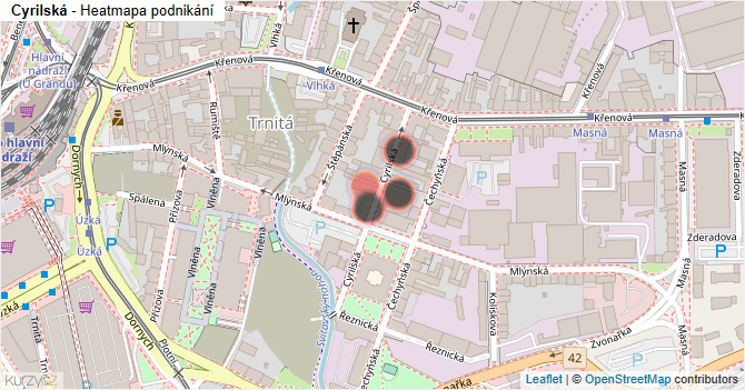 Cyrilská - mapa podnikání