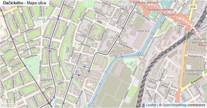 Dačického - mapa ulice