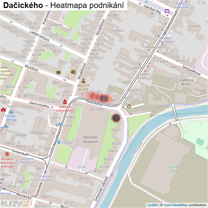 Mapa Dačického - Firmy v ulici.