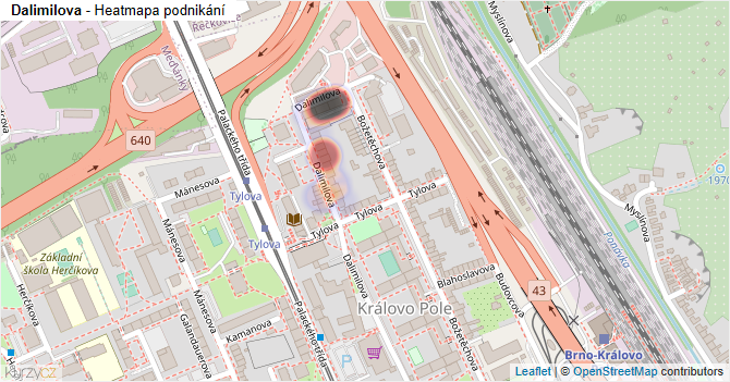Dalimilova - mapa podnikání