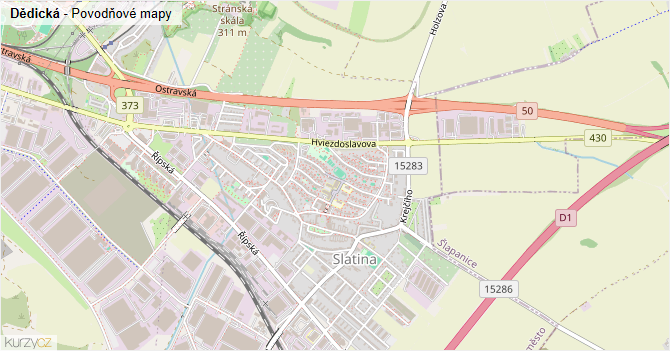 Dědická - záplavové mapy stoleté vody