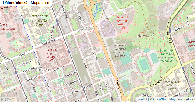 Dělostřelecká - mapa ulice