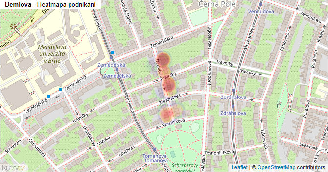 Demlova - mapa podnikání