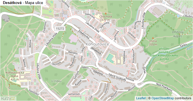 Desátková - mapa ulice
