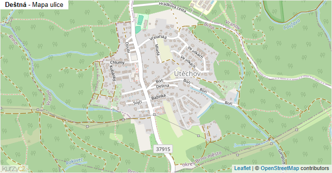 Deštná - mapa ulice