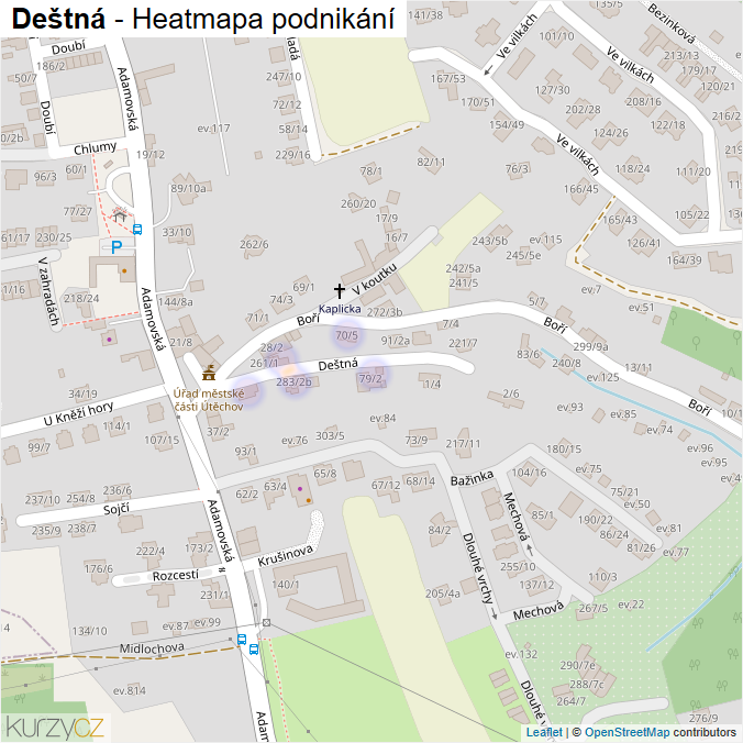 Mapa Deštná - Firmy v ulici.
