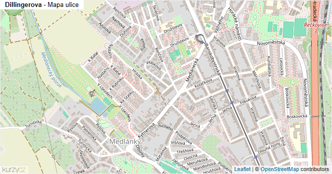 Dillingerova - mapa ulice