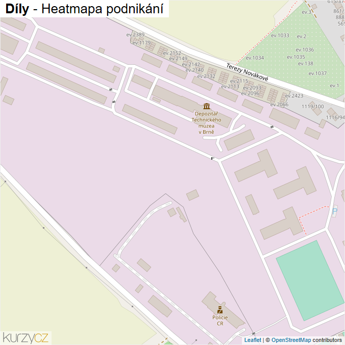 Mapa Díly - Firmy v ulici.